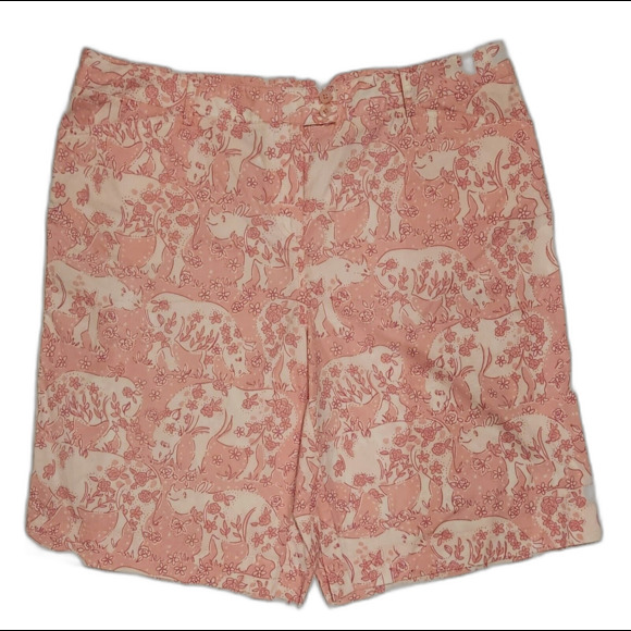 Lilly Pulitzer Pants - Lilly Pulitzer White label Run For The Roses Shorts Size 14 preppy Barbiecore